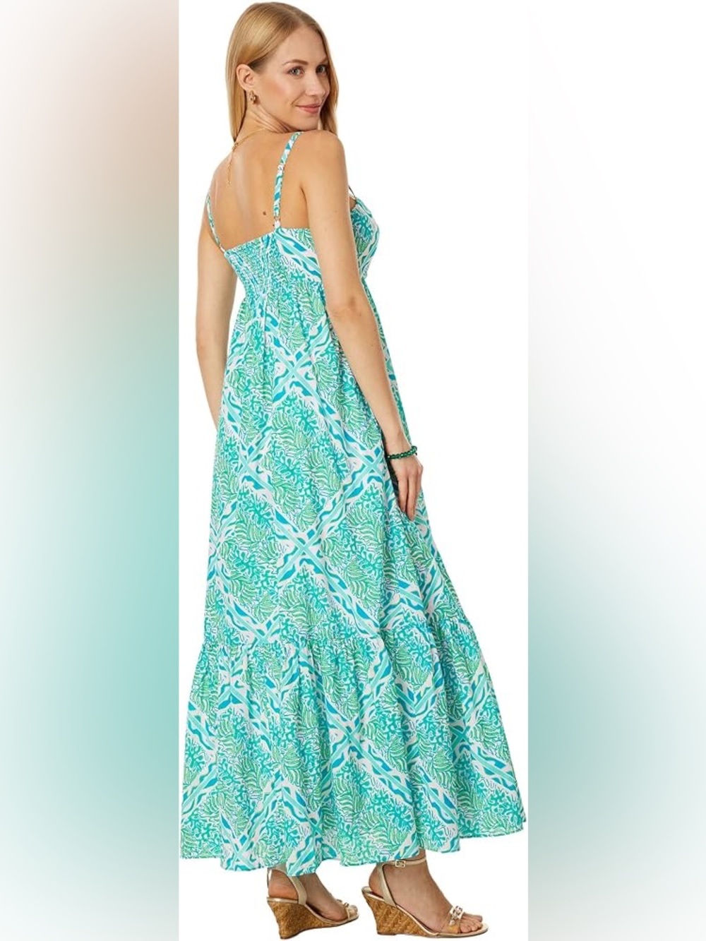Lilly Pulitzer Heidi Cotton Maxi Prism Blue Good Grief Sz 4 - Picture 2 of 5